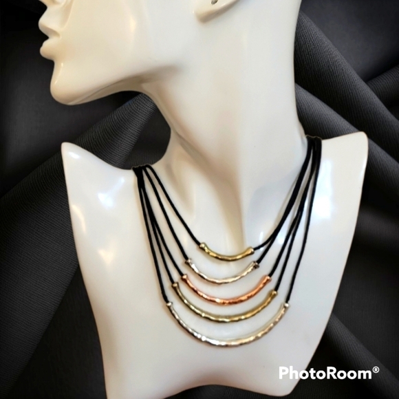 Chico's Mixed Metal Layered Cord Chic Necklace - Picture 1 of 5